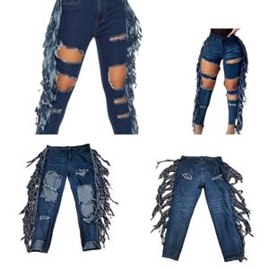 Extreme Fringe Side Ripped Dark Wash Jeans Size 3X